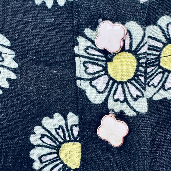 ModCloth Womens Short Sleeve Top Blouse Size XS Linen Blend Floral Black - Picture 4 of 5